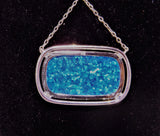 Blue Lab Opal Halo Necklace