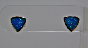 Blue Lab Opal Trillion Earrings