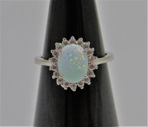 White Lab Opal Halo ring