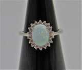 White Lab Opal Halo ring