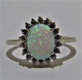 White Lab Opal Halo ring