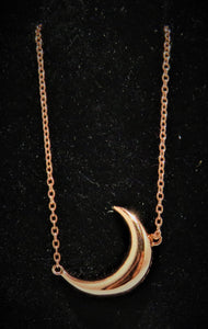 14k Rose Gold Plated Half Moon Necklace